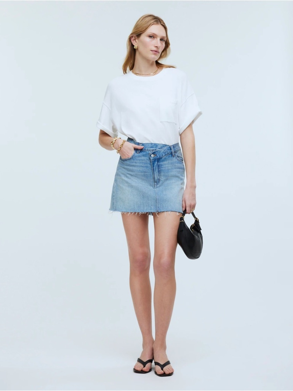 Madewell Denim (Jean) Crossover-Waist Mini Skirt Size 31